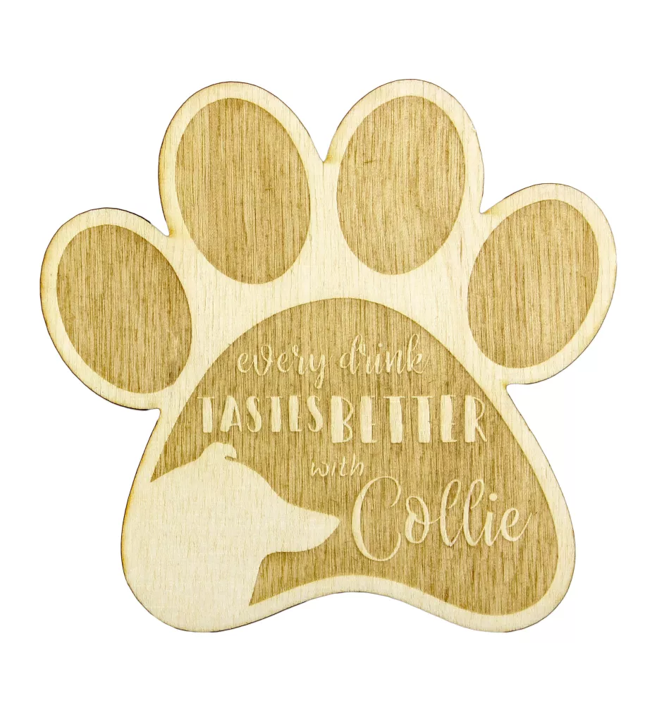 Collie Smooth - Mug coaster, engraved coaster with dog, gift for dog lover by Art-Dog brand