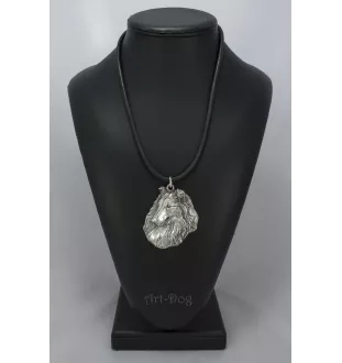 Collie à poil long, Colley à poil long, berger écossais - Collier de chien dans une boîte cadeau, médaillon argenté pour fan de chien, pendentif remarquable de la marque Art-Dog
