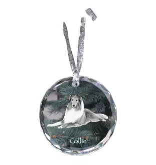 Langhaarcollie, Langhaariger Schottischer Schaferhund - Kristallkugel mit Foto, Hundebild im Kristall, personalisierter Christbaumschmuck von Art-Dog.