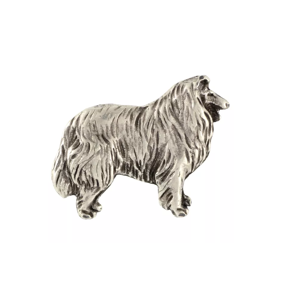 Collie Rough, Long-Haired Collie Silver-plated dog brooch