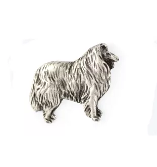 Collie Rough, Long-Haired Collie  - Silver-plated dog brooch, elegant pin, jacket lapel decoration by Art-Dog brand