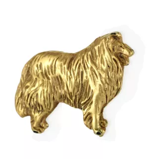 Langhaarcollie, Langhaariger Schottischer Schaferhund - Hundebrosche in dekorativer Box, elegante vergoldete Anstecknadel, Jackenbrosche der Marke Art-Dog