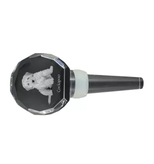 Cockapoo, Cockerpoo, Cockerdoodle - Crystal bottle stopper, unique wine stopper with photo, personalised gift for sommelier by Art-Dog brand
