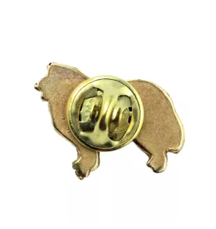 Langhaarcollie, Langhaariger Schottischer Schaferhund - Vergoldete Brosche, eleganter Hundeschmuck, einzigartige Brosche der Marke Art-Dog