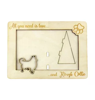 Collie à poil long, Colley à poil long, berger écossais - Cadre photo, cadre en bois gravé, un joli gadget pour l'amoureux des chiens par Art-Dog