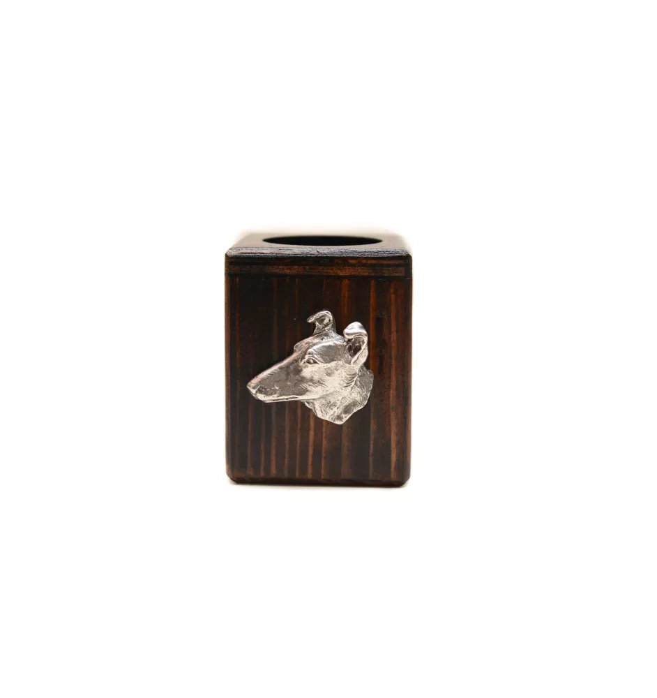 Collie à poil court, Colley à poil court - bougeoir en bois avec un chien, un souvenir unique après la perte d'un chien, une œuvre artisanale de la marque Art-Dog