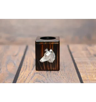 Kurzhaarcollie, Kurzhaariger Schottischer Schaferhund - Holzkerzenständer mit Hund, einzigartiges Andenken an den Verlust eines Hundes, Handwerkskunst der Marke Art-Dog