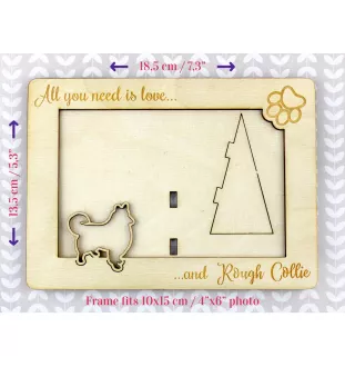 Collie à poil long, Colley à poil long, berger écossais - Cadre photo, cadre en bois gravé, un joli gadget pour l'amoureux des chiens par Art-Dog