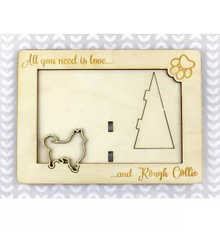 Collie à poil long, Colley à poil long, berger écossais - Cadre photo, cadre en bois gravé, un joli gadget pour l'amoureux des chiens par Art-Dog