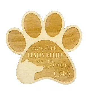 Collie à poil long, Colley à poil long, berger écossais - Sous-verre mug, sous-verre gravé avec chien, cadeau pour amoureux des chiens par la marque Art-Dog