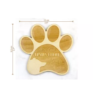 Collie à poil long, Colley à poil long, berger écossais - Sous-verre mug, sous-verre gravé avec chien, cadeau pour amoureux des chiens par la marque Art-Dog