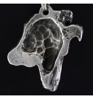 Collie à poil court, Colley à poil court - un collier avec un chien, un pendentif de chien sur une chaîne en argent, un bijou unique de la marque Art-Dog