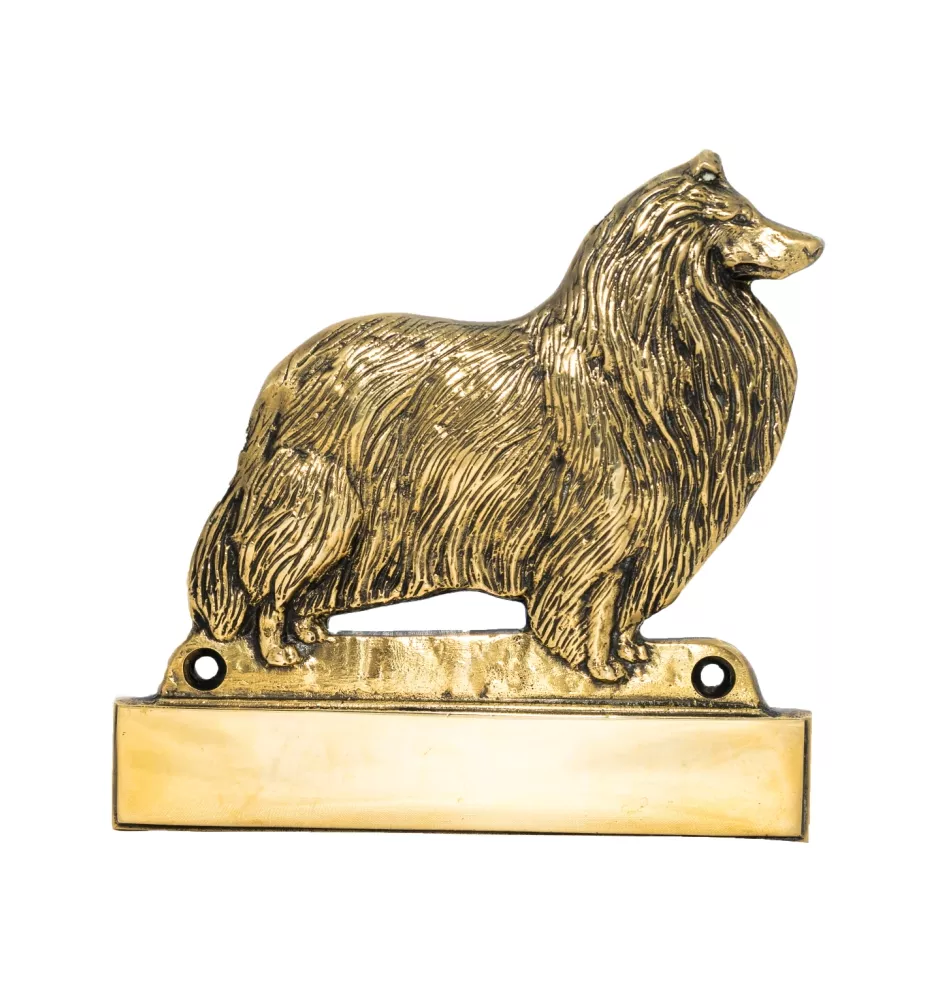 Kurzhaarcollie, Kurzhaariger Schottischer Schaferhund - Haustürschild mit Hund, Messingschild mit Namen, personalisiertes Türschild mit Markennamen Art-Dog