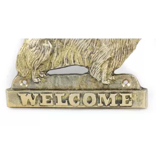 Collie à poil court, Colley à poil court - une plaque de porte avec un chien, une plaque de bienvenue en laiton, une enseigne exceptionnelle avec l'inscription Welcome de la marque Art-Dog