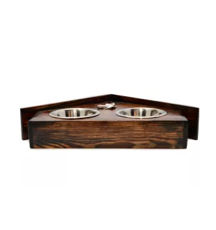 Collie Smooth - wooden stand with bowls for a dog, decorative dog bowls, a gift for adopting a dog from the Art-Dog brand