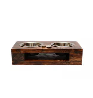 Collie Smooth - wooden stand with bowls for a dog, steel dog bowls, a gift for adopting a dog from the Art-Dog brand