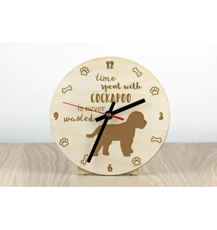 Cockapoo, Cockerpoo, Cockerdoodle - clock with a dog, wooden clock, wall clock for dog lovers, clock for desk and shelf, Art-Dog