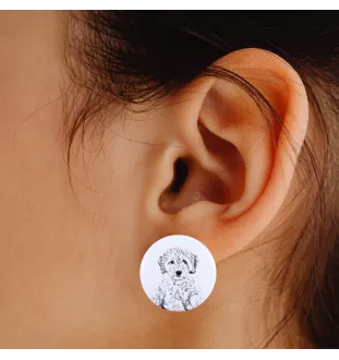 Cockapoo, cock-a-poo, cockerpoo, spoodle - boucles d'oreilles uniques avec un chien, votre animal de compagnie sur un porte-clés, marque propre Art-Dog