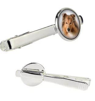 Collie à poil long, Colley à poil long, berger écossais - pince à cravate dans une boîte, cravate élégante, bijoux personnalisés de la marque Art-Dog