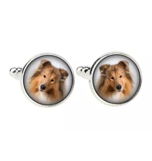 Collie à poil long, Colley à poil long, berger écossais - Boutons de manchette et cravate avec votre photo, accessoire de costume, bijoux pour hommes de la marque Art-Dog.