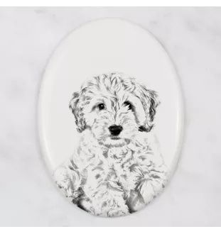 Cockapoo, Cockerpoo, Cockerdoodle - commemorative plaque with a photo of a dog, tombstone with a print, personalized oval plaque from the Art-Dog brand