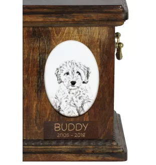 Cockapoo, Cockerpoo, Cockerdoodle - commemorative plaque with a photo of a dog, tombstone with a print, personalized oval plaque from the Art-Dog brand
