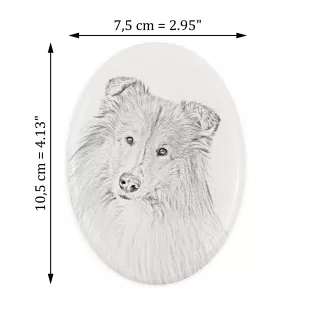 Collie Rough, Long-Haired Collie - commemorative plaque with a photo of a dog, tombstone with a print, personalized oval plaque from the Art-Dog brand