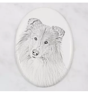 Collie Rough, Long-Haired Collie - commemorative plaque with a photo of a dog, tombstone with a print, personalized oval plaque from the Art-Dog brand