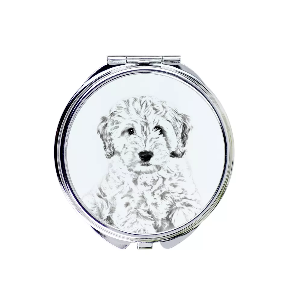 Cockapoo, Cockerpoo, Cockerdoodle - Pocket mirror with a dog, personalized mirror for a purse, compact mirror with Art-Dog brand print.