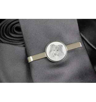 Collie Rough, Long-Haired Collie - tie clip with a dog, personalized tie clip, a unique gift for a man from the Art-Dog brand