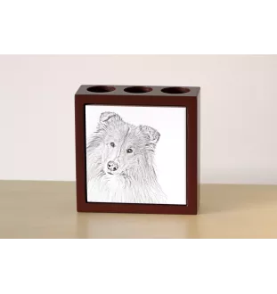 Langhaarcollie, Langhaariger Schottischer Schaferhund - Stifthalter mit Hund, Schreibtischorganizer mit Aufdruck, personalisierte Schreibtischdekoration der Marke Art-Dog