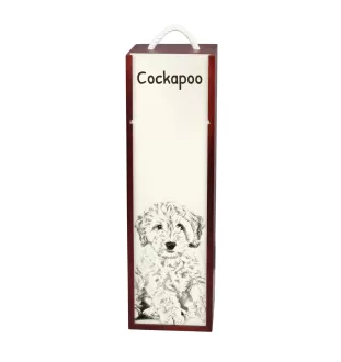 Cockapoo, cock-a-poo, cockerpoo, spoodle - boîte à vin avec chien, boîte à alcool avec graphisme, boîte cadeau personnalisée de la marque Art-Dog