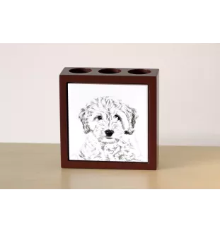 Cockapoo, Cockerpoo, Cockerdoodle - pen holder with a dog, desk organizer with a print, personalized desk decoration from the Art-Dog brand.