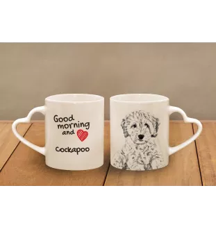 Cockapoo, Cockerpoo, Cockerdoodle - cup with a dog, adorable cup with a heart-shaped handle, universal gift from the Art-Dog brand