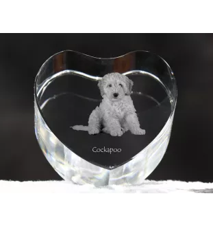 Cockapoo - Hundebild im Kristall, Kristallherz, einzigartiger Bilderrahmen der Marke Art-Dog