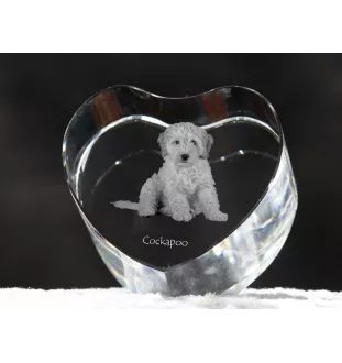 Cockapoo, cock-a-poo, cockerpoo, spoodle - une photo de chien dans un cristal, un cœur en cristal, un cadre photo exceptionnel de la marque Art-Dog