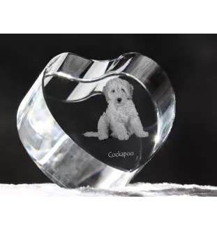Cockapoo, cock-a-poo, cockerpoo, spoodle - une photo de chien dans un cristal, un cœur en cristal, un cadre photo exceptionnel de la marque Art-Dog