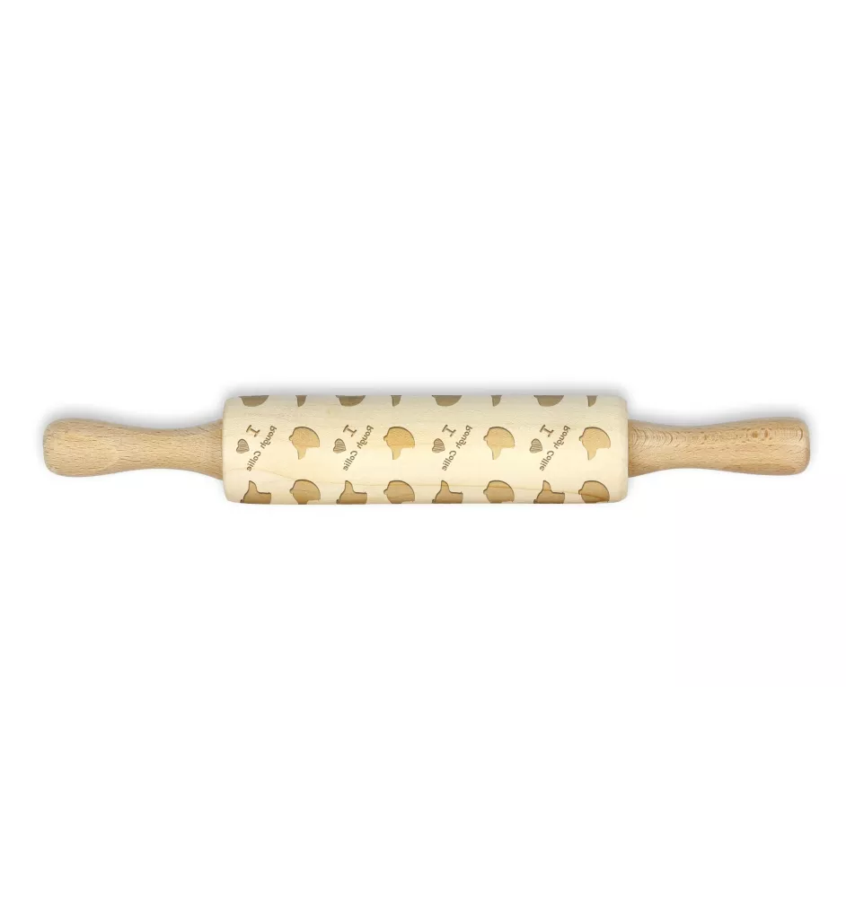 Langhaarcollie, Langhaariger Schottischer Schaferhund - kleiner Nudelholz mit Hundemuster, Nudelholz für Kinder, Verzierung von Keramikton von Art-Dog.