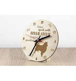 Langhaarcollie, Langhaariger Schottischer Schaferhund - Hundeuhr, Holzuhr, Wanduhr für Hundefreunde, Tisch- und Regaluhr, Art-Dog