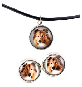 Langhaarcollie, Langhaariger Schottischer Schaferhund - Schmuck mit Ihrem Foto-Box, Halskette und Ohrringe-Set, personalisierte Produkte der Marke Art-Dog.