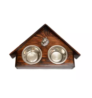 Collie à poil long, Colley à poil long, berger écossais - support en bois avec des bols pour chien, bols pour chien décoratifs, cadeau pour l'adoption d'un chien de la marque Art-Dog