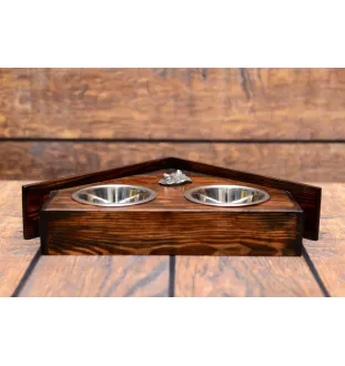 Collie à poil long, Colley à poil long, berger écossais - support en bois avec des bols pour chien, bols pour chien décoratifs, cadeau pour l'adoption d'un chien de la marque Art-Dog