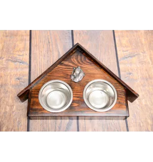 Collie Rough, Long-Haired Collie - wooden stand with bowls for a dog, decorative dog bowls, a gift for adopting a dog from the Art-Dog brand