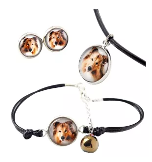 Langhaarcollie, Langhaariger Schottischer Schaferhund - Schmuckset in einer Schachtel, Halskette, Ohrringe, Armband, Produkte der Marke Art-Dog