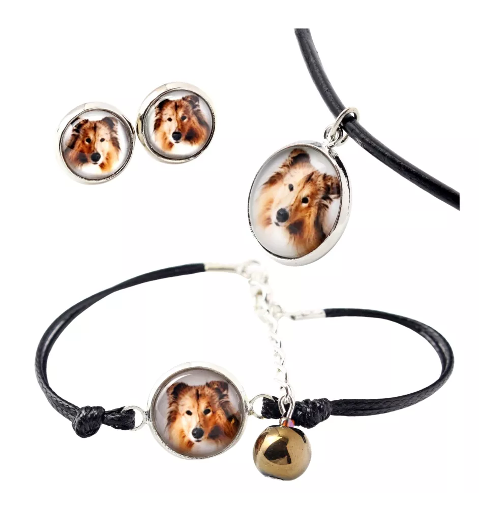 Collie Rough, Long-Haired Collie - a set of jewelry in a box, necklace, earrings, bracelet, products from the Art-Dog brand