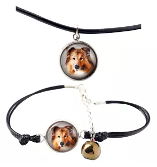 Langhaarcollie, Langhaariger Schottischer Schaferhund - Schmuckset mit Ihrem Foto, handgefertigtes Set, Armband und Halskette von Art.-Dog.