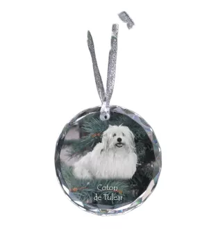 Coton de Tulear, Baumwollhund - Kristallkugel mit Foto, Hundebild im Kristall, personalisierter Christbaumschmuck von Art-Dog.