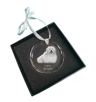 Coton de Tulear - boule de Noël en cristal avec une photo, photo de chien dans le cristal, décoration personnalisée pour sapin de Noël de la marque Art-Dog