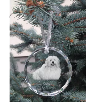 Coton de Tulear - boule de Noël en cristal avec une photo, photo de chien dans le cristal, décoration personnalisée pour sapin de Noël de la marque Art-Dog