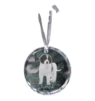Tornjak, Bosnisch-herzegowinischer - kroatischer Schäferhund - Kristallkugel mit Foto, Hundebild im Kristall, personalisierter Christbaumschmuck von Art-Dog.